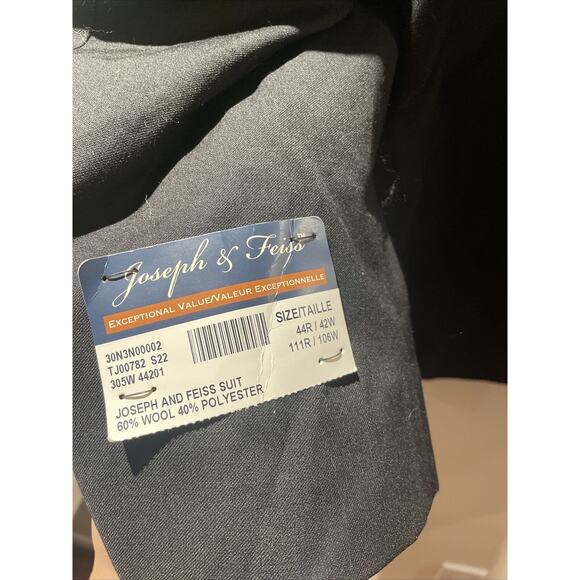 Joseph & Feiss Mens Solid Black Blazer Executive Fit Wool Size 44R - Picture 5 of 5